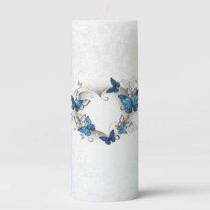 Jewelry Heart with Butterflies Morpho Pillar Candle