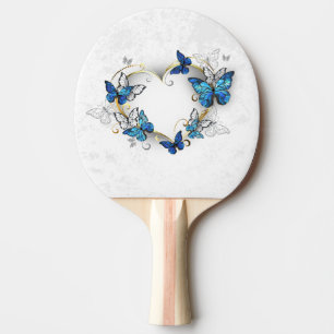 Jewelry Heart with Butterflies Morpho Ping Pong Paddle