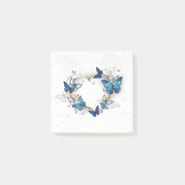 Jewelry Heart with Butterflies Morpho Post-it Notes (Front)
