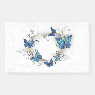 Jewelry Heart with Butterflies Morpho Post-it Notes
