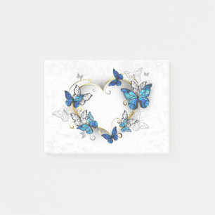 Jewelry Heart with Butterflies Morpho Post-it Notes