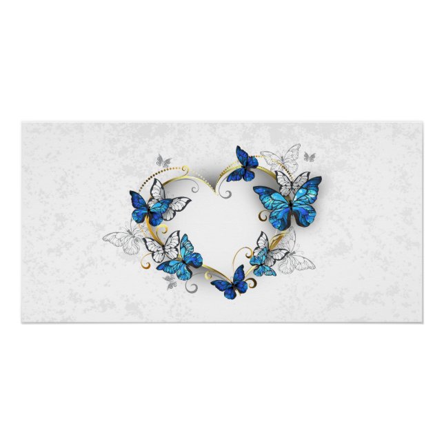 Jewelry Heart with Butterflies Morpho Poster (Front)