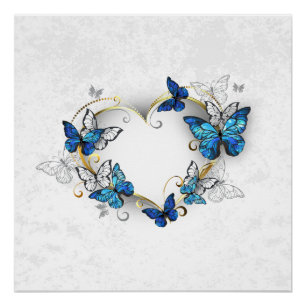 Jewelry Heart with Butterflies Morpho Poster