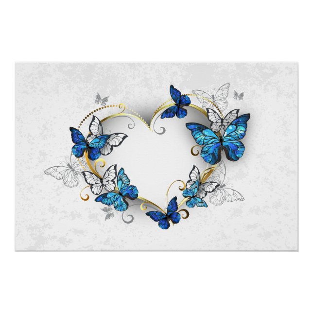 Jewelry Heart with Butterflies Morpho Poster (Front)