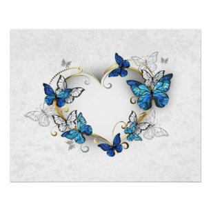 Jewelry Heart with Butterflies Morpho Poster