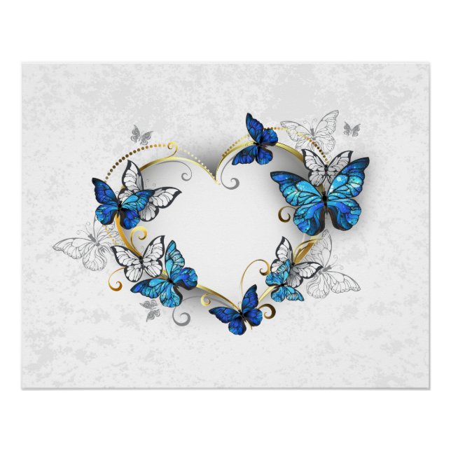 Jewelry Heart with Butterflies Morpho Poster (Front)