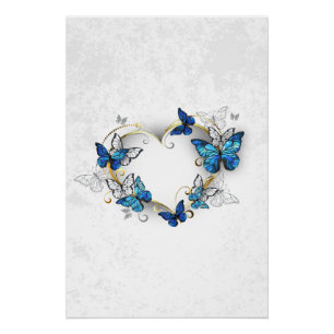Jewelry Heart with Butterflies Morpho Poster