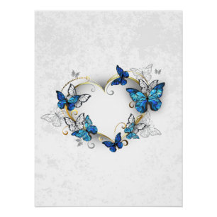 Jewelry Heart with Butterflies Morpho Poster