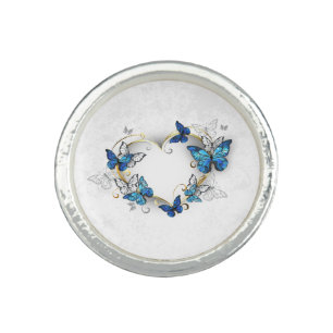 Jewelry Heart with Butterflies Morpho Ring