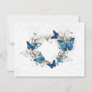 Jewelry Heart with Butterflies Morpho RSVP Card