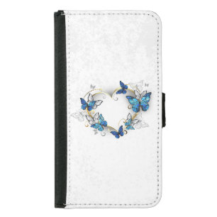 Jewelry Heart with Butterflies Morpho Samsung Galaxy S5 Wallet Case