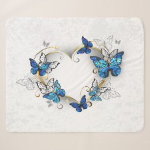 Jewelry Heart with Butterflies Morpho Sherpa Blanket