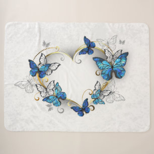 Jewelry Heart with Butterflies Morpho Sherpa Blanket