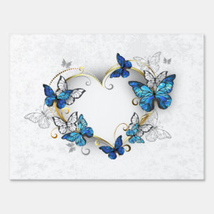 Jewelry Heart with Butterflies Morpho Sign