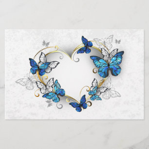 Jewelry Heart with Butterflies Morpho Stationery
