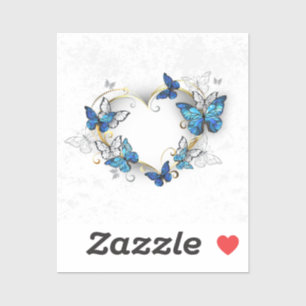 Jewelry Heart with Butterflies Morpho Sticker