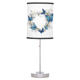 Jewelry Heart with Butterflies Morpho Table Lamp