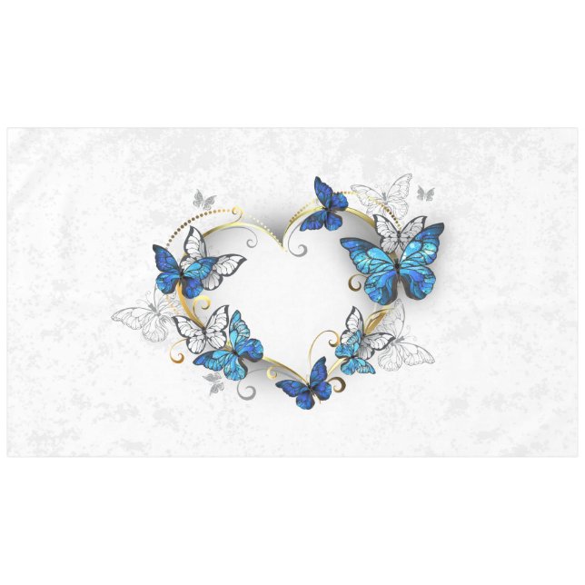 Jewelry Heart with Butterflies Morpho Tablecloth (Front (Horizontal))