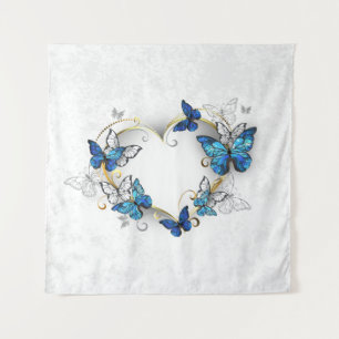 Jewelry Heart with Butterflies Morpho Tapestry