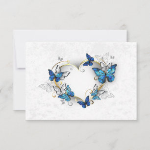 Jewelry Heart with Butterflies Morpho Thank You Card