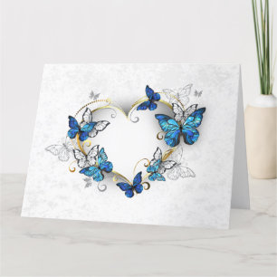 Jewelry Heart with Butterflies Morpho Thank You Card