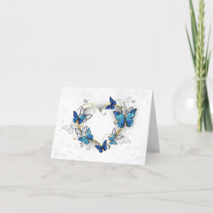 Jewelry Heart with Butterflies Morpho Thank You Card