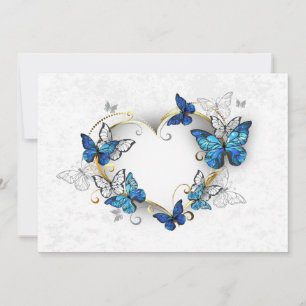 Jewelry Heart with Butterflies Morpho Thank You Card