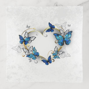 Jewelry Heart with Butterflies Morpho Trinket Tray