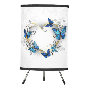 Jewelry Heart with Butterflies Morpho Tripod Lamp
