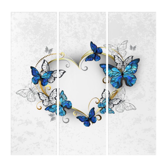 Jewelry Heart with Butterflies Morpho Triptych (Front)