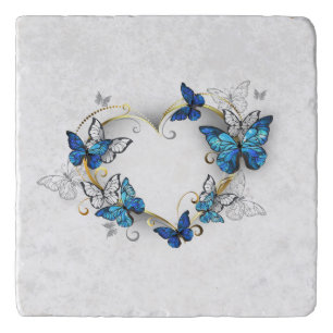 Jewelry Heart with Butterflies Morpho Trivet
