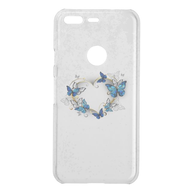 Jewelry Heart with Butterflies Morpho Uncommon Google Pixel Case (Back)