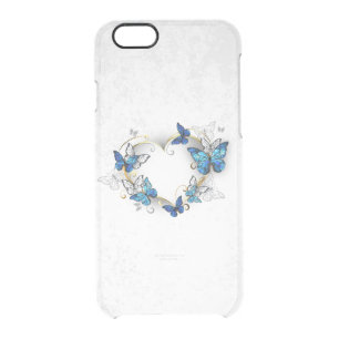 Jewelry Heart with Butterflies Morpho Clear iPhone 6/6S Case