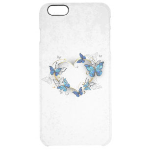 Jewelry Heart with Butterflies Morpho Clear iPhone 6 Plus Case