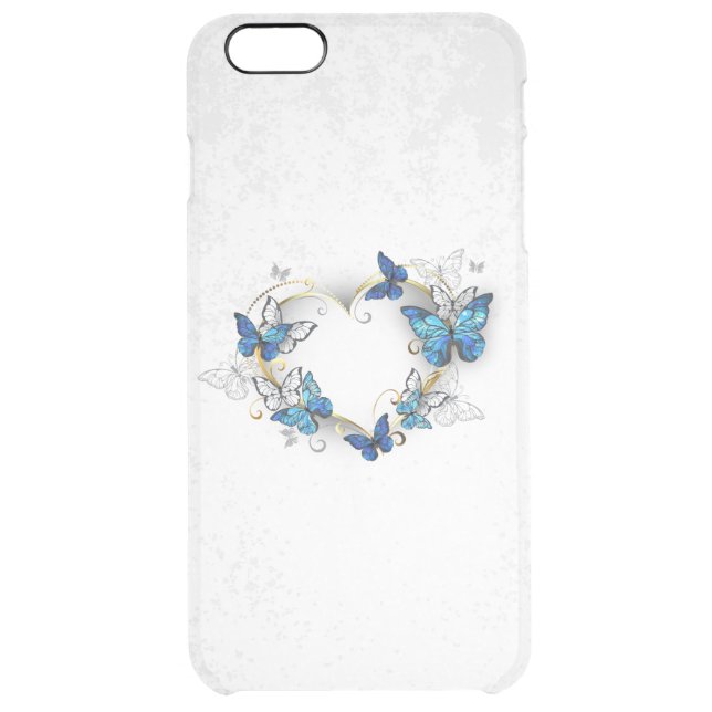 Jewelry Heart with Butterflies Morpho Uncommon iPhone Case (Back)
