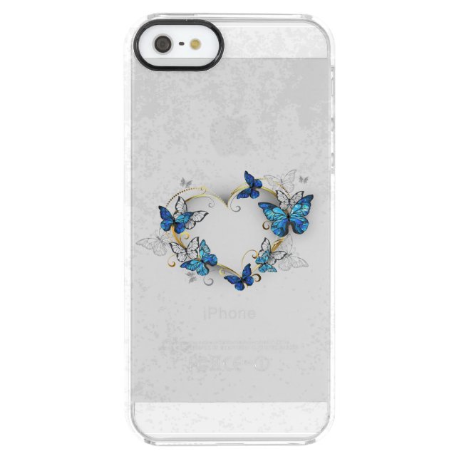 Jewelry Heart with Butterflies Morpho Uncommon iPhone Case (Back)