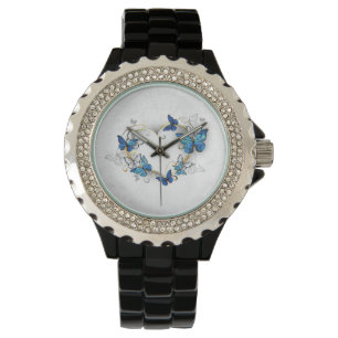 Jewelry Heart with Butterflies Morpho Watch