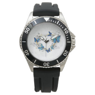 Jewelry Heart with Butterflies Morpho Watch