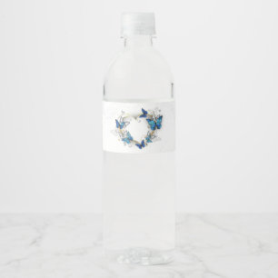 Jewelry Heart with Butterflies Morpho Water Bottle Label
