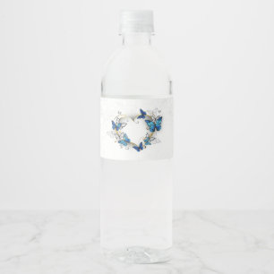 Jewelry Heart with Butterflies Morpho Water Bottle Label