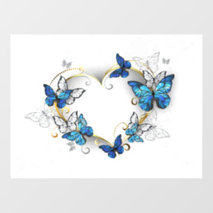Jewelry Heart with Butterflies Morpho Window Cling