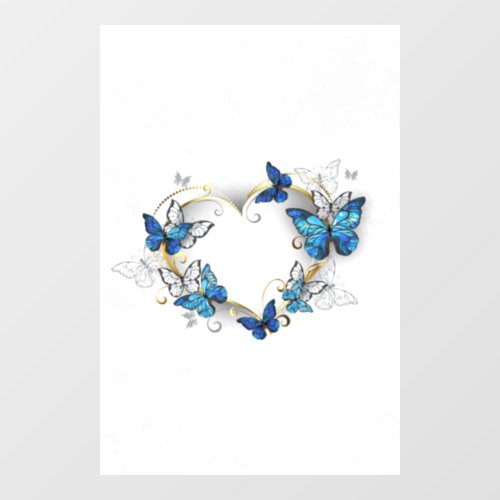 Jewelry Heart with Butterflies Morpho Window Cling