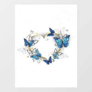 Jewelry Heart with Butterflies Morpho Window Cling