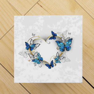 Jewelry Heart with Butterflies Morpho Wine Box