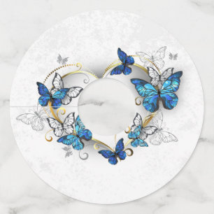 Jewelry Heart with Butterflies Morpho Wine Glass Tag