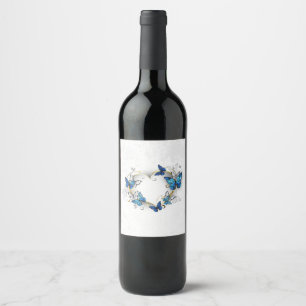 Jewelry Heart with Butterflies Morpho Wine Label