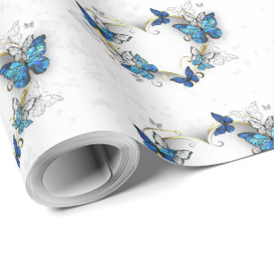 Jewelry Heart with Butterflies Morpho Wrapping Paper