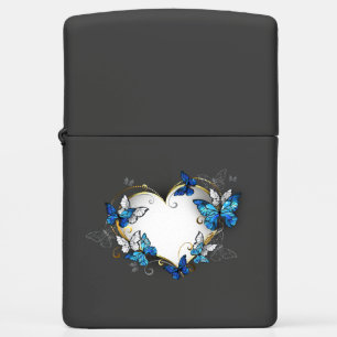 Jewelry Heart with Butterflies Morpho Zippo Lighter