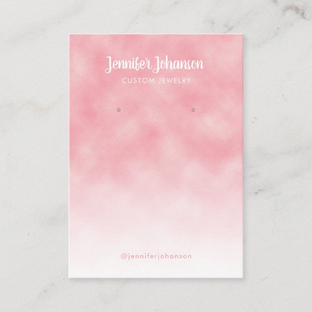 Jewelry holder earrings modern metallic pink white business card (Front)
