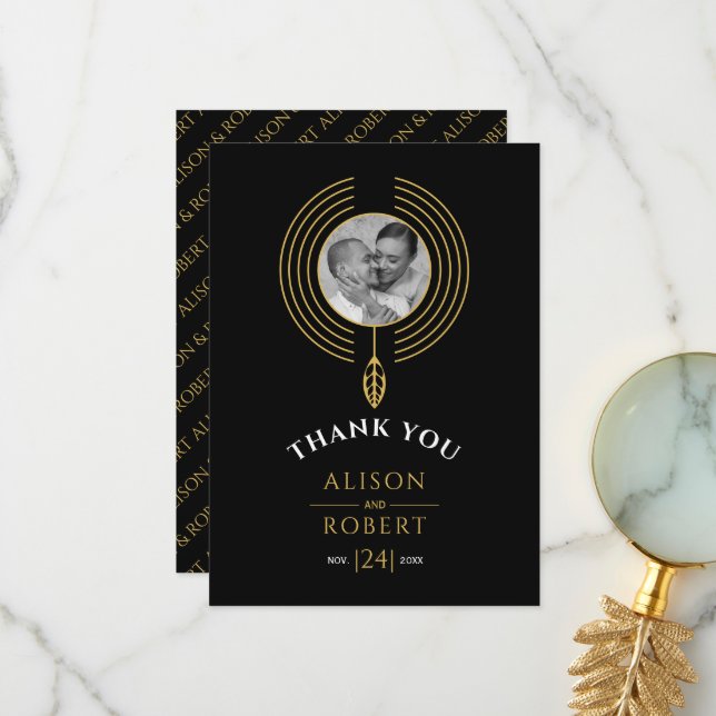 Jewelry inspired frame with photo thank you card (Front/Back In Situ)